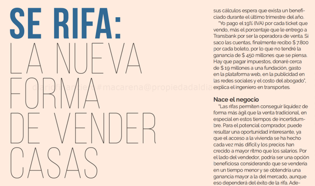 DF Más- Diario Financiero – Se rifa: la nueva forma de vender casas